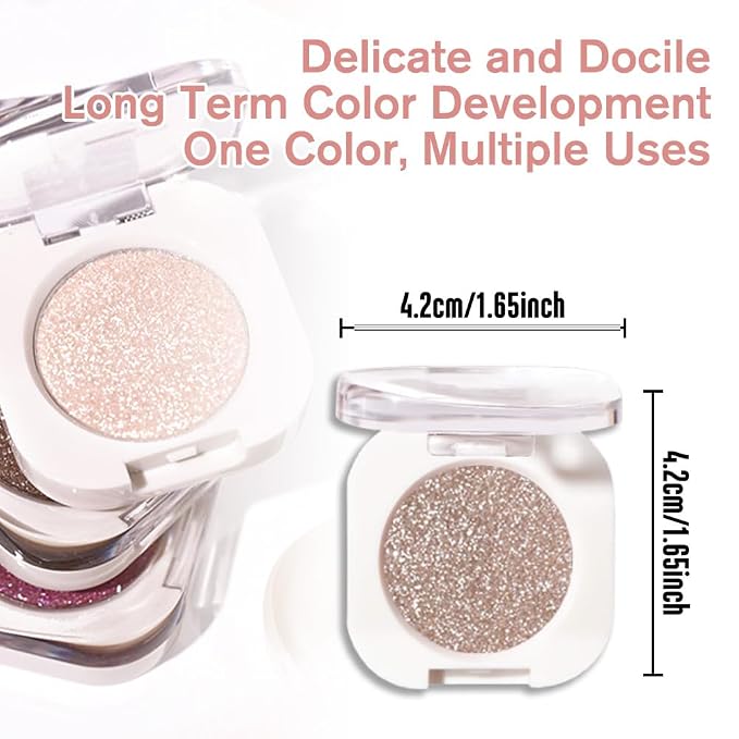 Light Nude Brown Single Glitter Eyeshadow Makeup, Neutral Powde Eye Shadow - Image 5