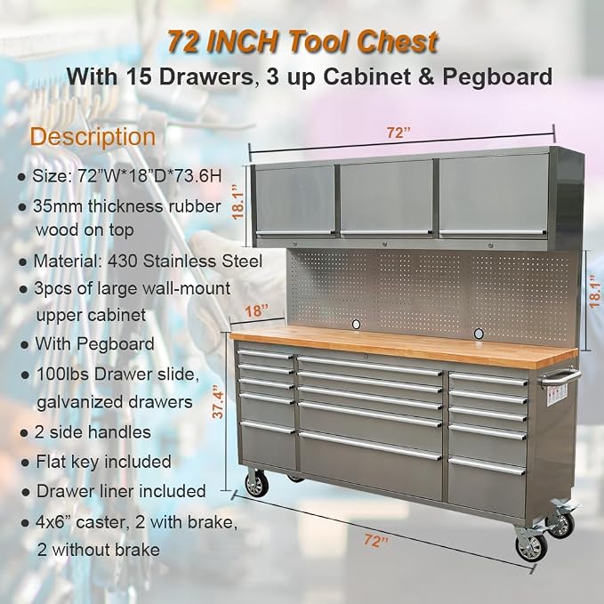 72 inch 11 Drawers Tool Chest - Image 7