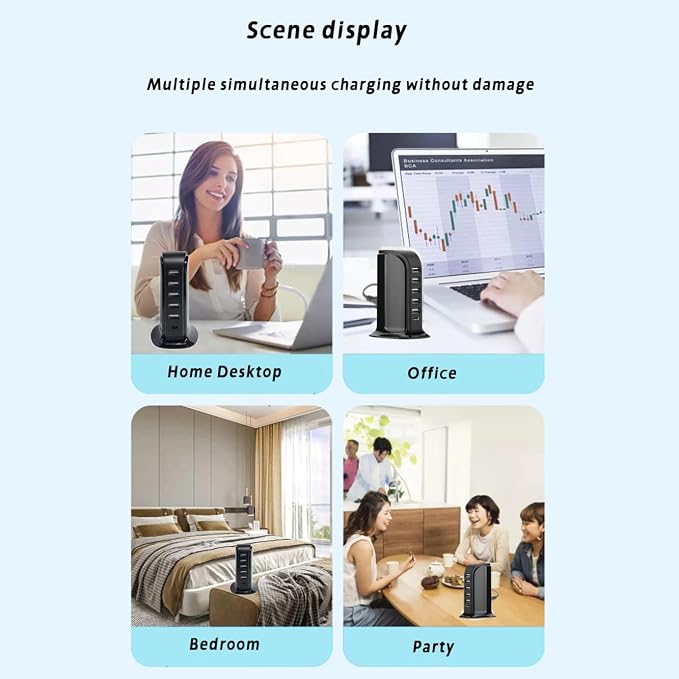 USB Charging Station for Multiple Devices, 40W Multiport Charger Tower - Image 4