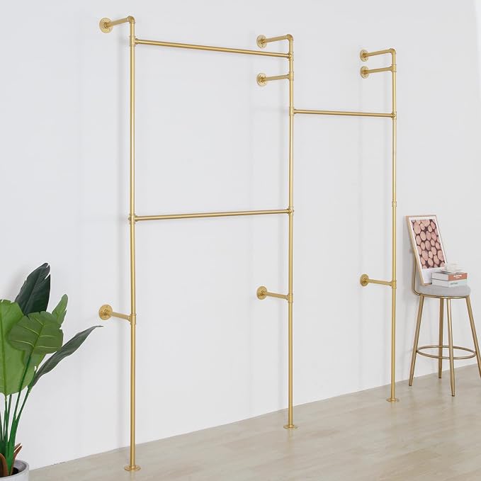 Modern Simple Industrial Pipe Double Hanging Rods Clothing Rack, Clothes Rack - Image 7