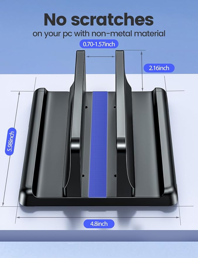 Vaydeer Vertical Laptop Stand Holder Organizer Plastic Adjustable Desktop - Image 4