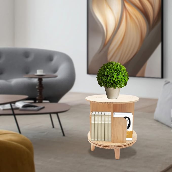 Rotating Bookshelf, Revolving Bookcase, Stackable Bookshelf Organizer, Swivel - Image 2