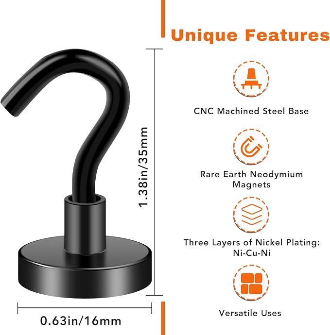 E BAVITE 45 Pack Magnetic Hooks, 30Lb Magnetic Hooks, Magnet Cruise Hook - Image 4