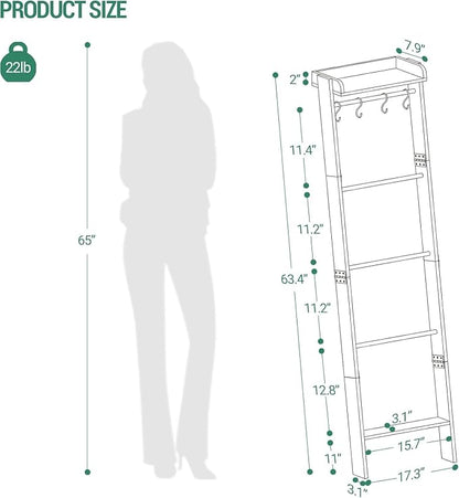 Blanket Ladder Shelf, Decorative Quilt Rack, 6-Tier Farmhouse Ladder Holder - Image 2