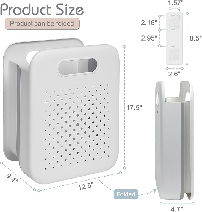 Goderewild Large Collapsible Laundry Basket, Space-Saving Wall-Mounted Hamper - Image 2