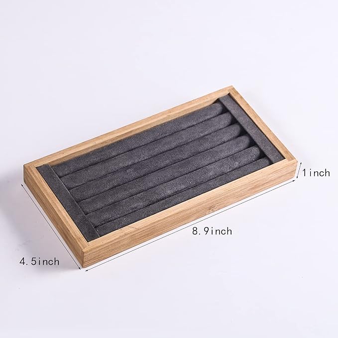Coward Bamboo Ring Earrings Display Holder Jewelry Storage Tray Organizer - Image 5