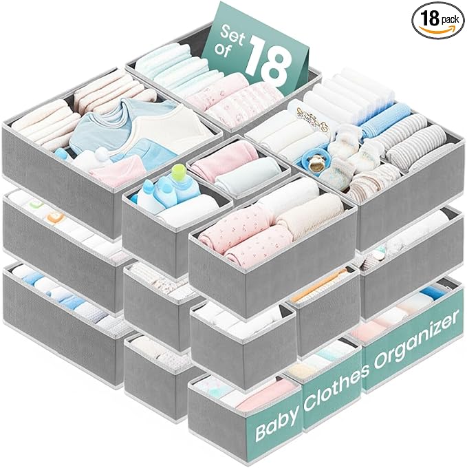 RFAQK 18 Pack Drawer Organizer Clothes-3 Sizes Dresser Organizer by RFAQK