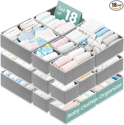RFAQK 18 Pack Drawer Organizer Clothes-3 Sizes Dresser Organizer by RFAQK