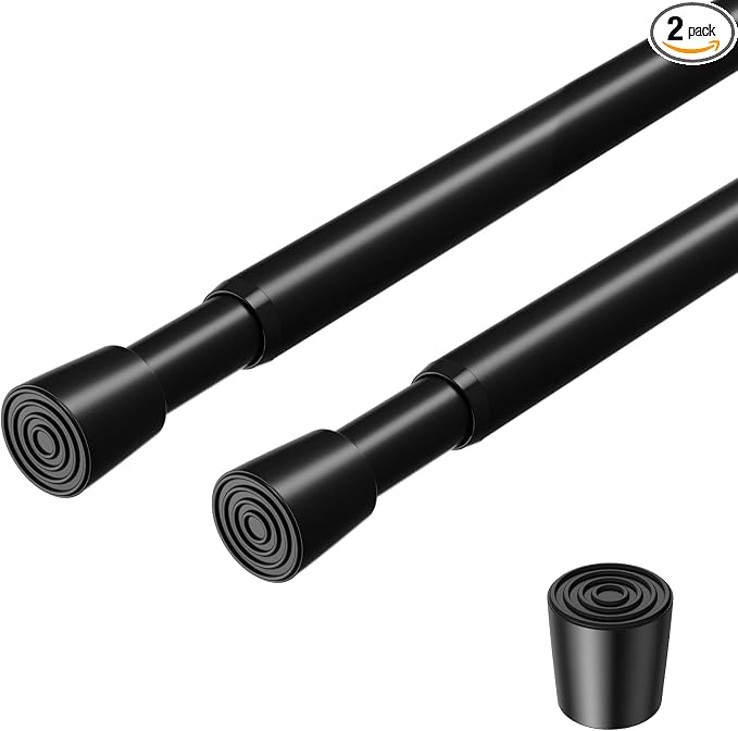 2 Pack Spring Loaded Tension Rod 17-29" Adjustable Curtain Rods No Drill by ZipGloTensionRod