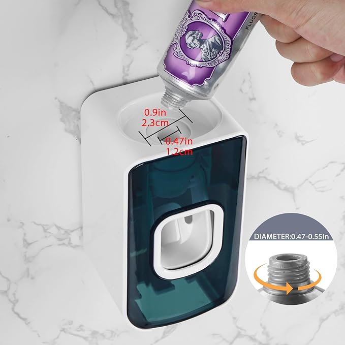2 Slot Toothbrush Holder and Toothpaste Dispenser Wall Mounted, Automatic - Image 2