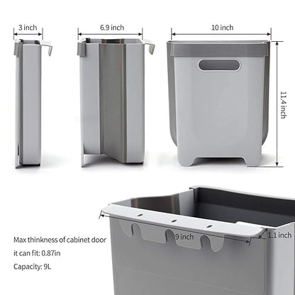 Hanging Collapsible Trash Can - 9L Wall Mounted Foldable Waste Bin - Image 7
