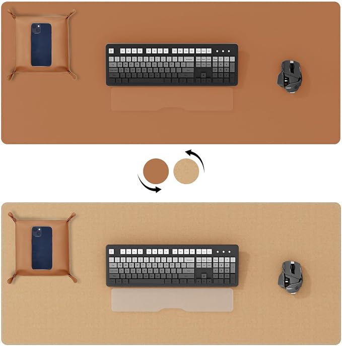 DAWNTREES Dual Sided Desk Mat, Leather Desk Pad, - Image 2