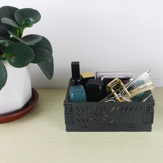 Tixill 2-Pack Mini Foldable Plastic Storage Box Mini Plastic Baskets - Image 5