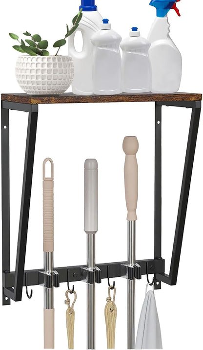 Wall-mounted broom and mop storage rack, equipped by WLHYHH