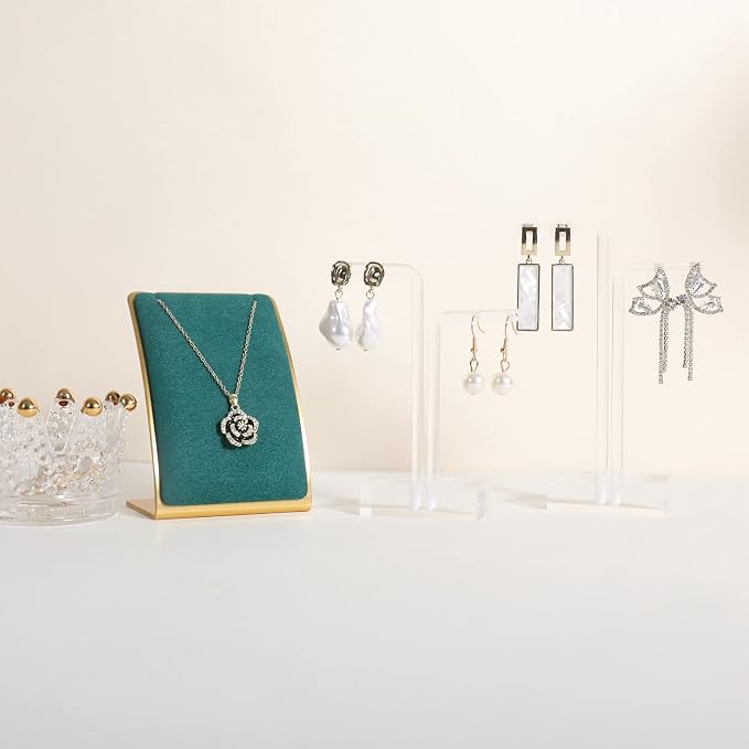 GemeShou Green Necklace display stand, Velvet Jewelry necklace display holder - Image 6