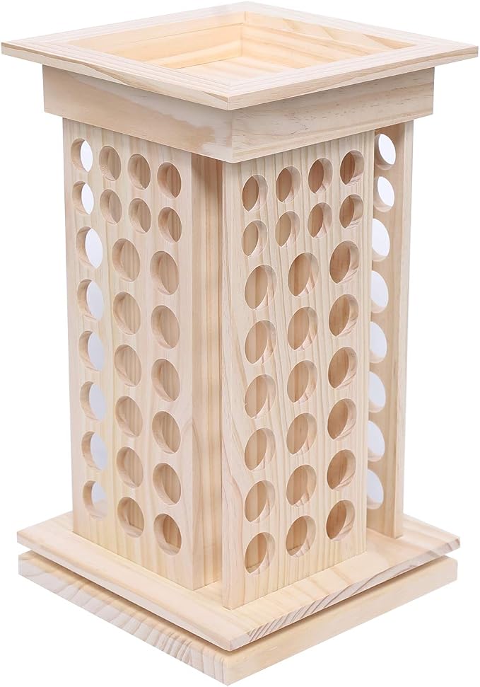 Rotating Essential Oil Rack, 104 Holes Cosmetic Display Cases, Wooden Essential - Image 8