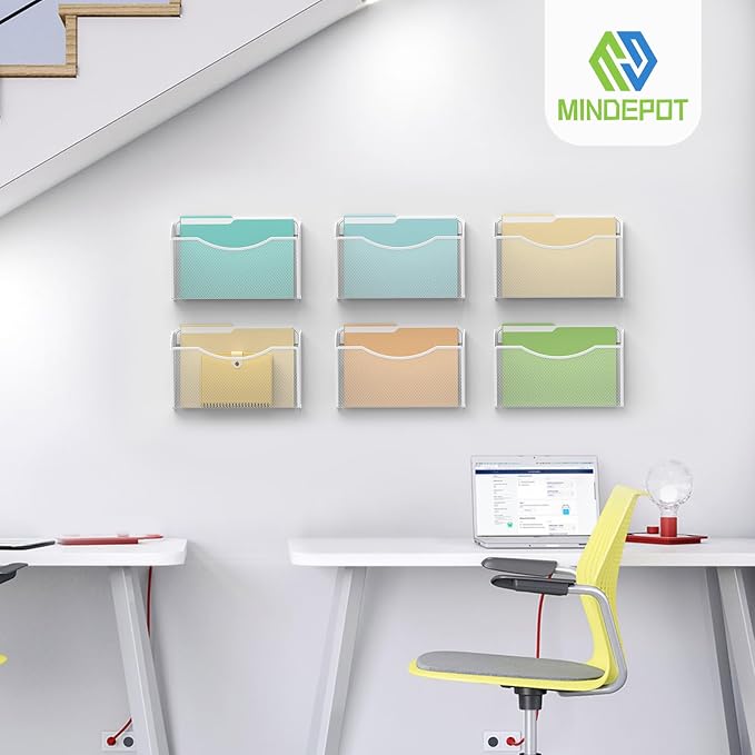 MINDEPOT Wall File Organizer, Hanging Wall File Holder, 3 Pack, Metal Mesh Wall - Image 7
