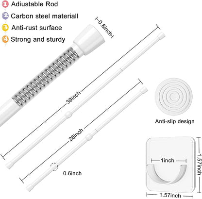 AIZESI 1Pc Spring Tension Curtain Rod, Adjustable 26-39 Inch - Image 2