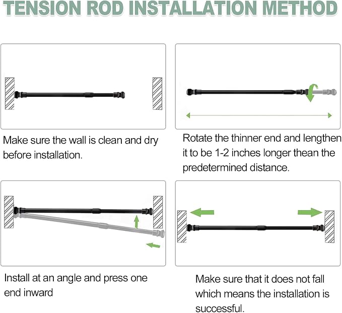 AIZESI Spring Tension Curtain Rods Short Tension Rod - Image 7
