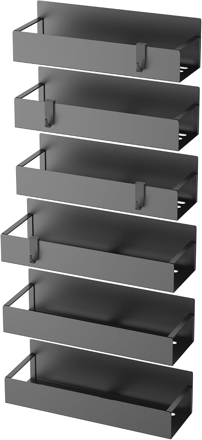 Metal Magnetic Spice Rack for Refrigerator Matt Black, 6 Pack | Magnetic - Image 6