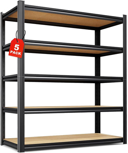 Set of 5 Garage Shelving-2050 lbs 5 Tier Storage Shelves, Adjustable Heavy Duty by CreatingaComfortableLiving