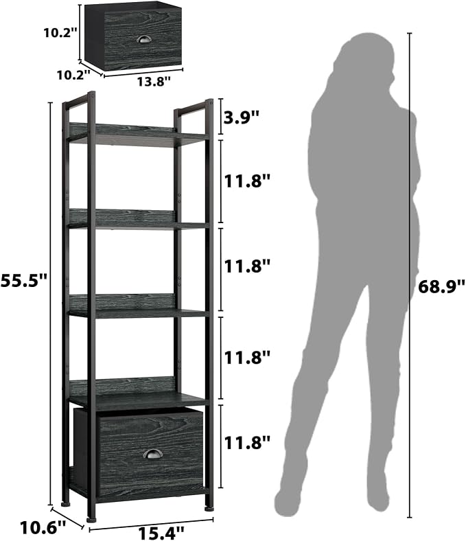Furologee 5 Tier Bookshelf - Image 3