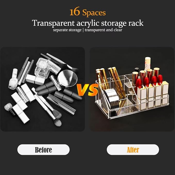 Lipstick Organizer and Storage, 16 Slots Clear Case Display Rack Holder - Image 4