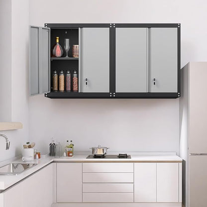 GREATMEET Lockable Storage Cabinet, Metal Garage Storage Cabinets, Metal Wall - Image 2