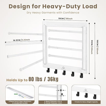 Bamboo Wall Mount Drying Rack for Laundry – Collapsible Foldable Clothes Dryer - Image 6