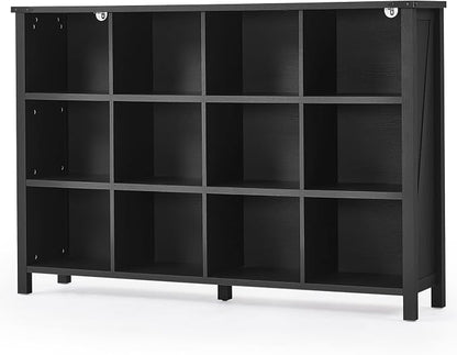 Joaxswe 12 Cube Storage Organizer, Farmhouse 62 Inch Wide Black Oak Display by Joaxswe