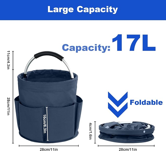 Cleaning Caddy with Handle, Cleaning Products Organiser, 17L Foldable Storage - Image 4