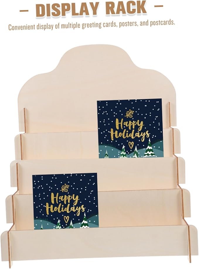 Stylish Wooden Card Display Stand Multi-Functional Tiered Holder - Image 9