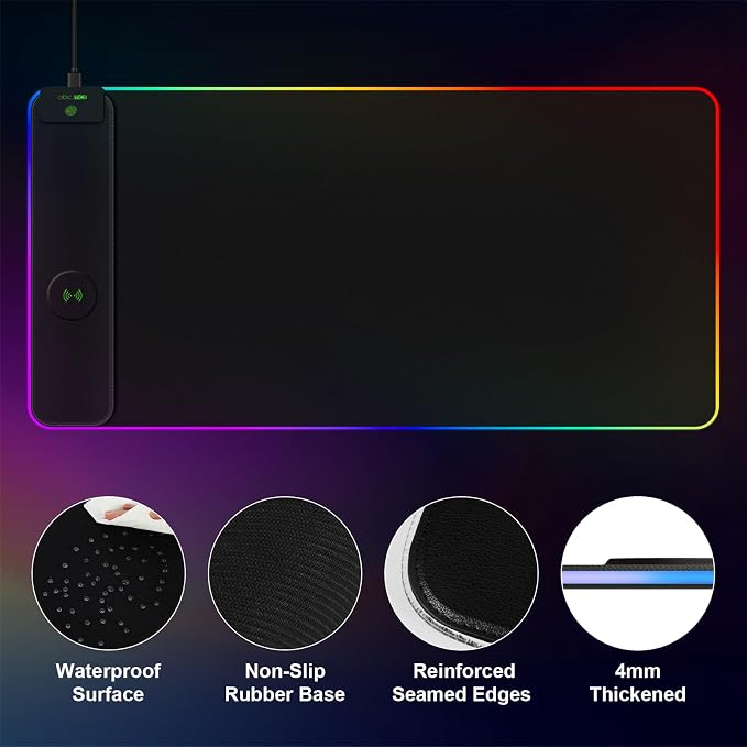 Magnetic Wireless Charging RGB Mouse Pad, 31.5'' x 15.8'' Large LED Gaming Desk - Image 7