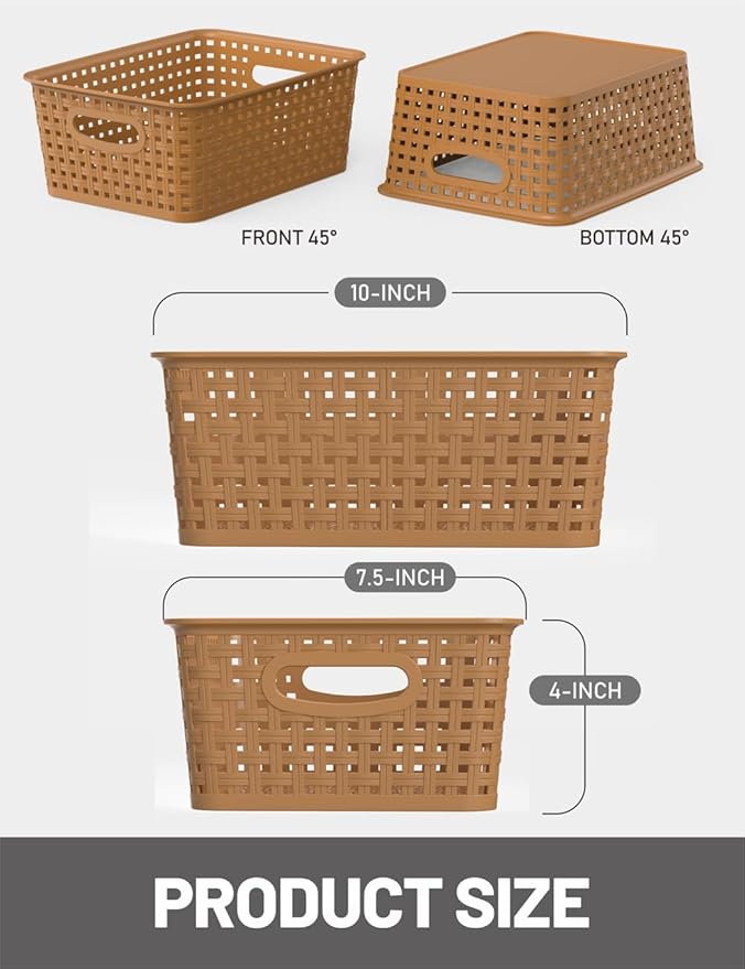 WYT 6-Pack Plastic Small Shelf Storage Weave Baskets Organizing - Image 2
