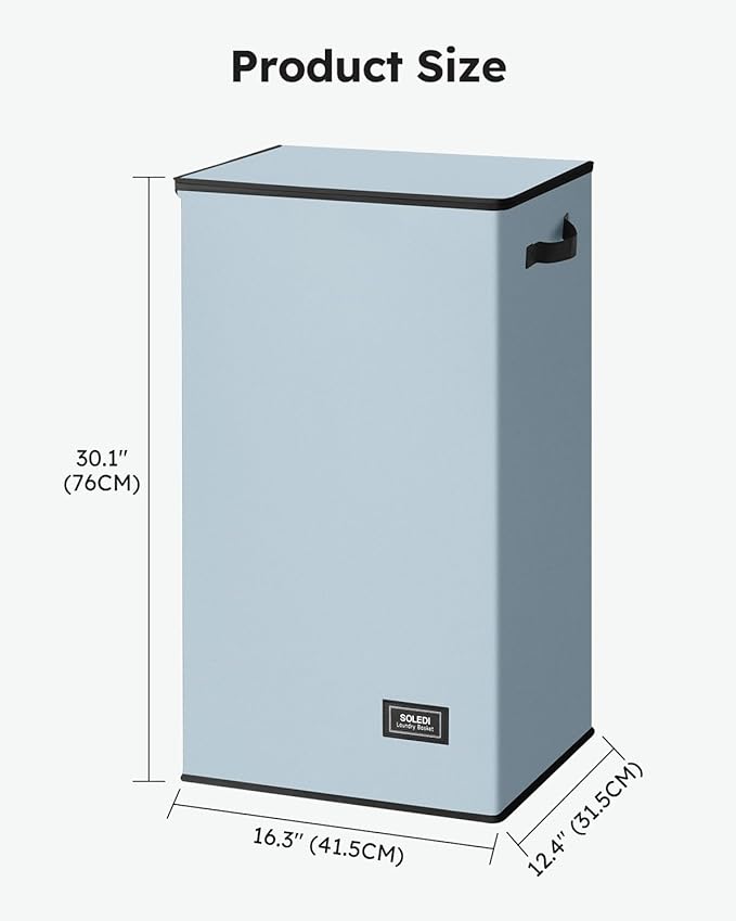 SOLEDI Laundry Hamper with Lid 100L Large & Tall Collapsible Laundry Basket - Image 7