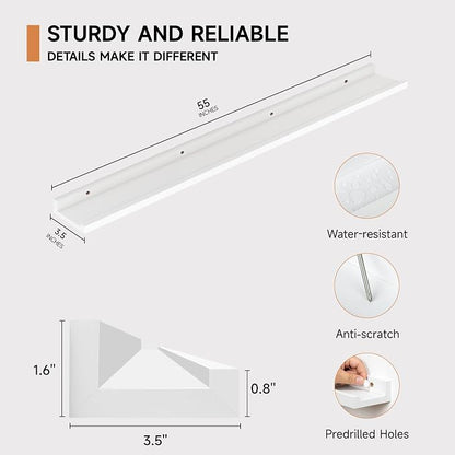 Floating Picture Ledge Shelves for Wall Set of 2, 55 Inches Picture Shelf - Image 2