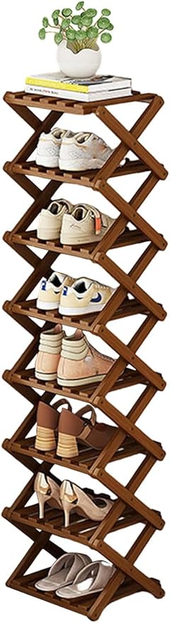 YYW Bamboo Shoe Rack for Entryway, Installation-Free and Foldable Vertical Shoe by YYW