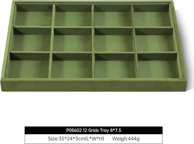 Velvet Stackable Jewelry Display Tray, 12 Grid Watch Bangle Bracelet Storage - Image 2