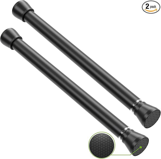 Tension Curtain Rod 2 Pack Small Tension Rods 16 to 26 Inch Black Tension Rod by HAOYUNTE