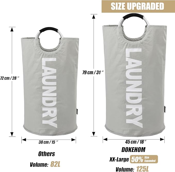 DOKEHOM 125L X-Large Collapsible Washing Laundry Basket Bag - Image 3