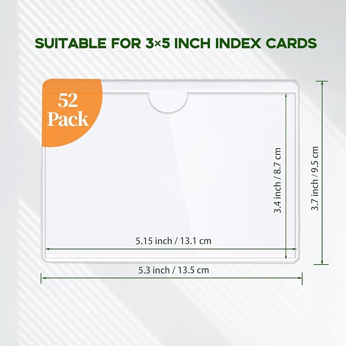 52 Pack Label Pockets for Storage Bins, 3x5 Sticky Index Card Holder | Goefun - Image 3