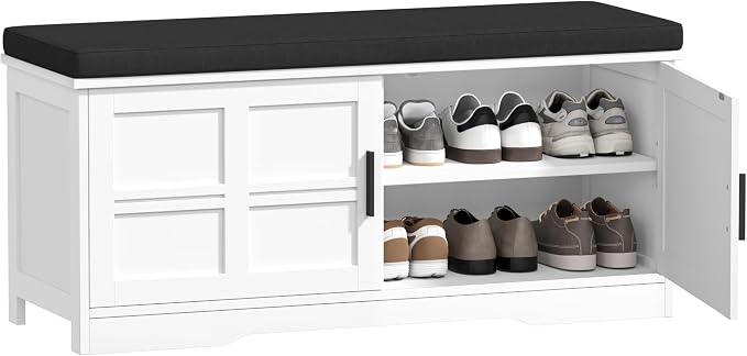 Akxomel Shoe Bench with Storage, 39.4" Entryway Bench with Padded Cushion - Image 9