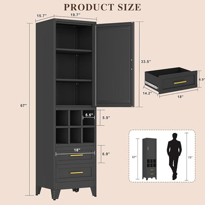 Tall Metal Narrow Storage Cabinet 67" H - Image 2