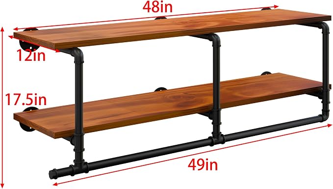 Wall Mounted Clothes Rack 12 Inch Deep, 48 Inch Heavy Duty Garment Rack - Image 8
