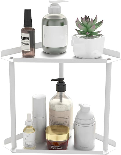 2 Tier Bathroom Counter Organizer, Vanity Organizer Corner Shelf, Makeup by Jesginboo
