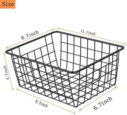4 Pack Black Wire Baskets for Organizing, Wire Storage Basket Metal Storage - Image 2