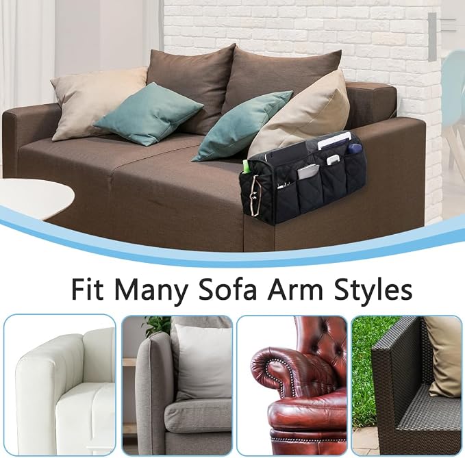 Sofa Armrest Organizer Non-Slip Arm Chair Bedside Caddy Storage Organizer - Image 7
