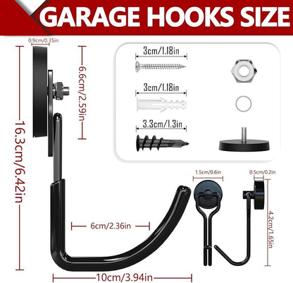 3-H Heavy Duty Magnet Garage Hooks 4 Pack, J Shape Strong Magnetic Hooks - Image 3