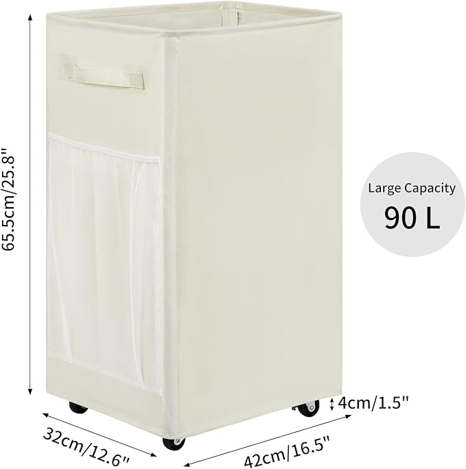 Chrislley 90L Rolling Laundry Basket Large Laundry Hamper - Image 2