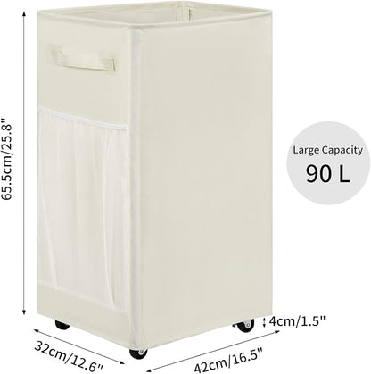 Chrislley 90L Rolling Laundry Basket Large Laundry Hamper - Image 2